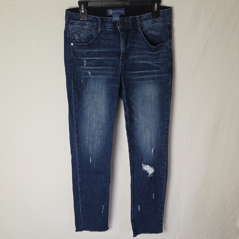 Democracy Absolution Distressed Raw Hem Women's Stretchy Denim Blue Jeans Size 4